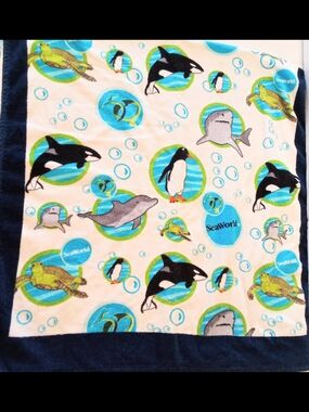 SeaWorld Kids Beach Towel - Ocean Animal Print Collectible